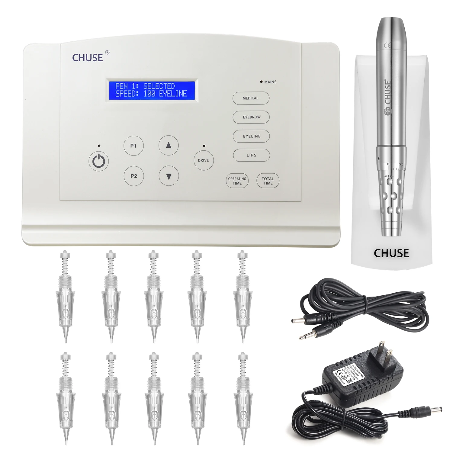 

CHUSE C18 Pro Tattoo Permanent Makeup Machine Kits Rotary Pen with needles For Microblading Eyebrow Lips