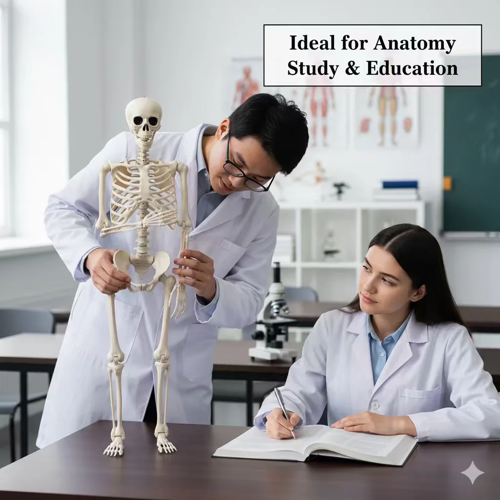 

Posable Full Body Skeleton Prop with Articulated Joints, Realistic Human Skeleton Model for Halloween Party, Haunted House Indoo