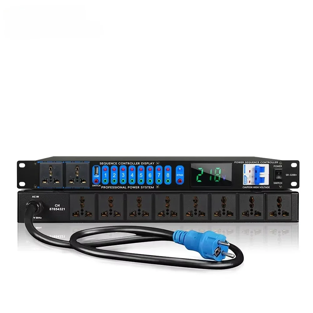 SR-328B+ Rack Mount Power Sequencer & Sequence Controller for KTV Stage Live Shows Audio System