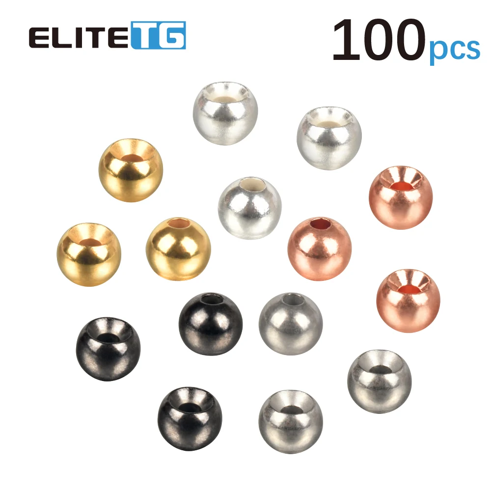 EliteTG Tungsten Cycolps Beads,100pcs 1.5-3.5mm Fly Tying Material,Trout Perch Panfish Nymph Jig Head Bead DIY Tackel