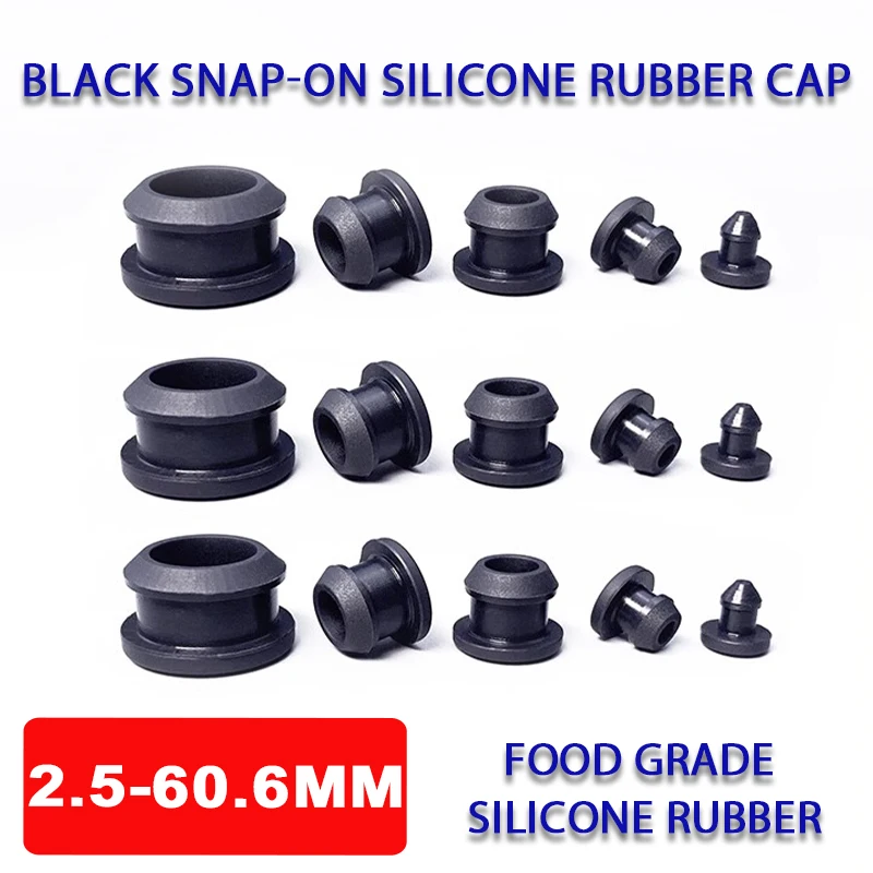 

Black Snap-on Silicone Rubber Cap 2.5-60.6mm T Type Hole Plug Cover Blanking End Cap Tube Inserts Bung Seal Stopper Sealing Plug