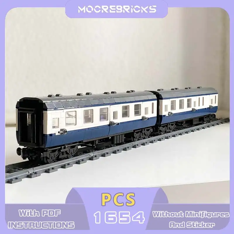 MOC 8 Wide Mk1 Passenger Car Building Blocks Classic UK Train Brake Coach Retro Railway Heavy Carriage Bricks Toys Adult