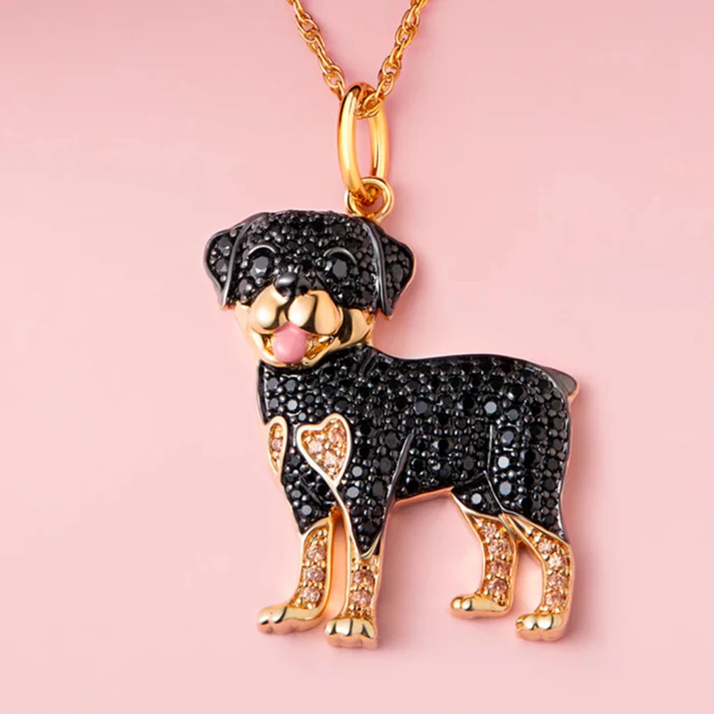 Exquisite and Cute Rottweiler Dog Pendant Necklace for Women Elegant Pet Puppy Jewelry Animal Accessories Gift for Dog Lovers