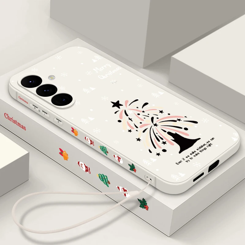 Christmas Tree Pattern Lanyard Phone Case For Samsung Galaxy A18 A57 A37 A56 A16 A36 a55 A54 A17 S26 S24 S23 Ultra S25 FE Cover