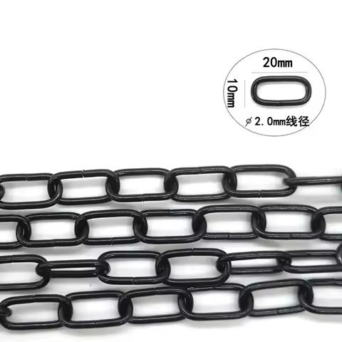 2mm Thick DIY Black Clothing Store Hanging Clothes Square Chain Bar Hook Clothes Display Rack Hanger Ring Decorative Metal Chain