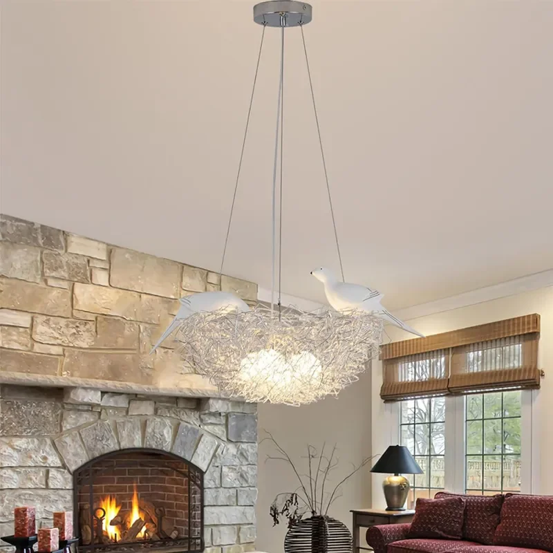 Creative Bird Nest LED Pendant Lights Personalized Living Room Decoration Bedroom Chandeliers Novelty Lighting Home Hanging Lamp