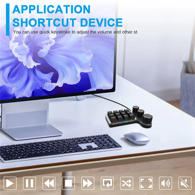 GOB-oProgrammable DIY Механическая клавиатура RGB 12 клавиш 3 ручки Пользовательская макроклавиатура Bluetooth Клавиатура с горячей заменой