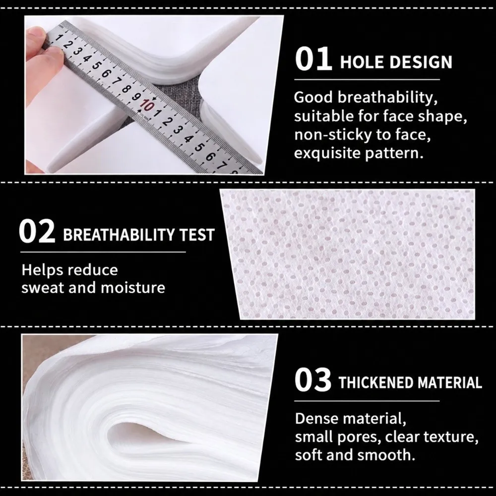 200PCS Non-woven Fabric Spa Face Hole Covers Soft Non-Sticking Face Pillow Covers White Massage Table Headrest Covers