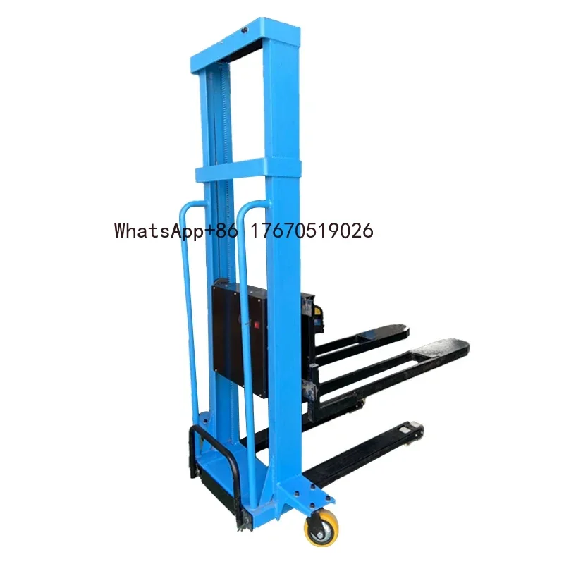 2026-1ton 1.6m High Quality Electric Self Loading Forklift  Electric Pallet Stacker with Battery 48V 20Ah