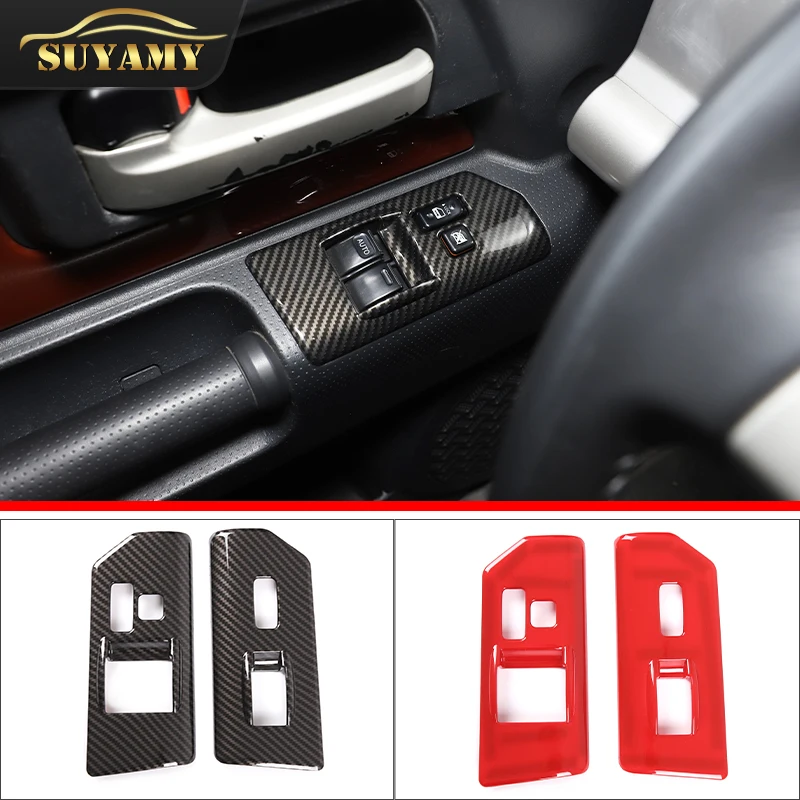 Car Window Glass Lift Button Frame Covers Trim Stickers For Toyota FJ Cruiser 2007-2021 Interior Auto Accessories Styling LHD