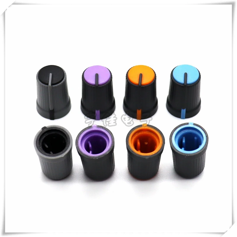 20PCS Mixer Plastic Knob Cap 6mm half-round Handle Potentiometer Power Amplifier To Adjust Audio Volume Knob 2 Color