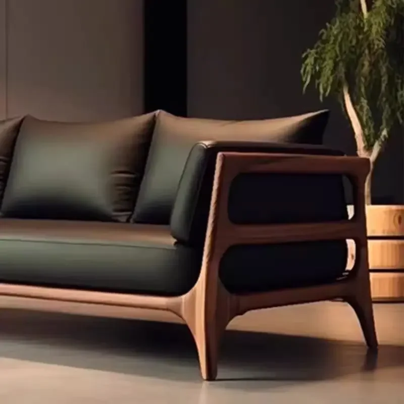 

New Chinese-style North American black walnut solid wood sofa, living room Arhat bed, modern Nordic simple light luxury high-end
