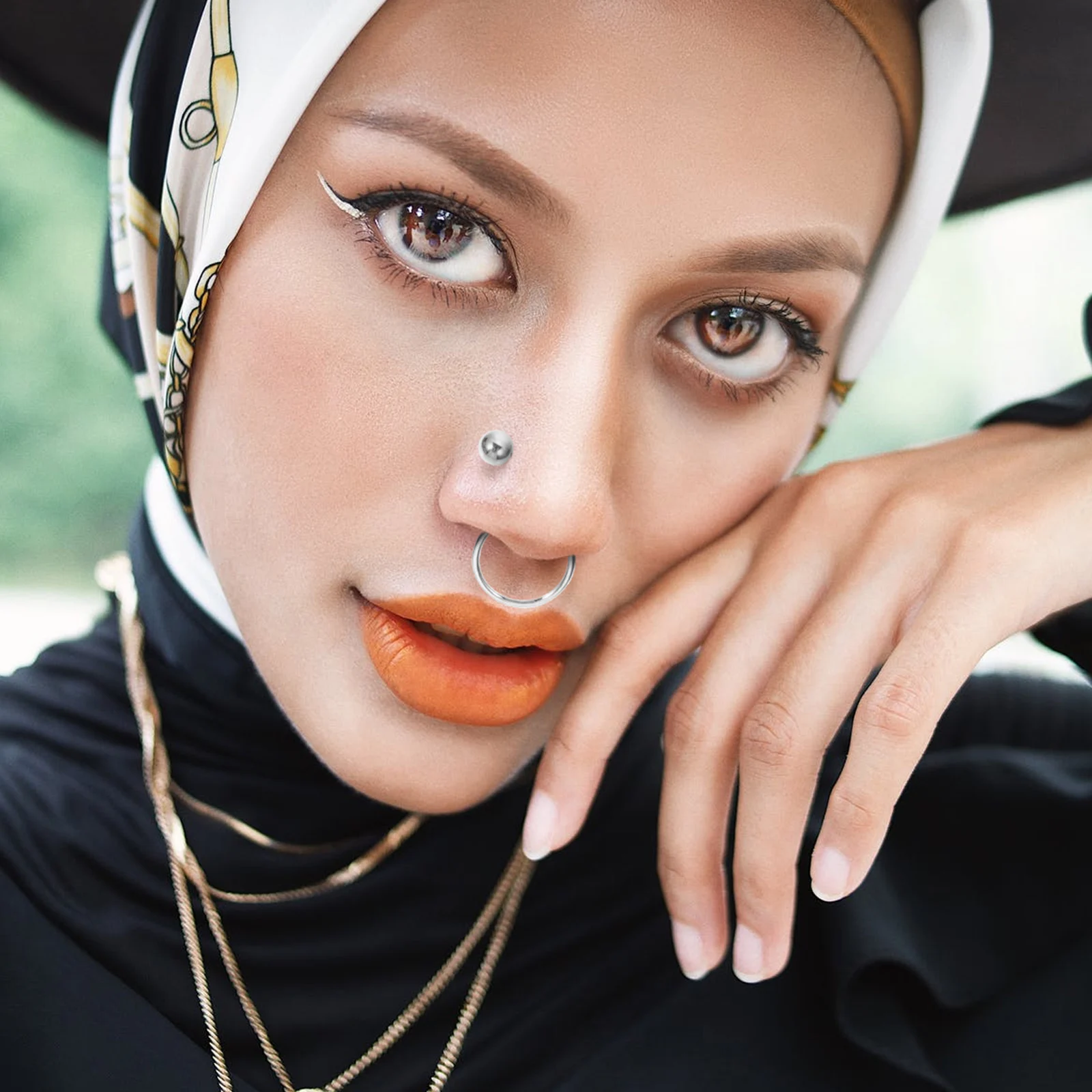 

No Rust No Fading Stainless Steel Acrylic Body Piercing Rings Kit Stylish Nose Septum Piercing Jewelry Set Travel Souvenirs