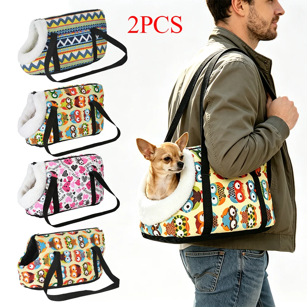 Pet Supplies For Less - กระเป๋าสำหรับสุนัขฤดูใบไม้ร่วงและฤดูหนาว กระเป๋าสะพายไหล่ผ้าฟลีซอุ่นสำหรับสุนัขตัวเล็ก ลายหัวใจแบบพกพา กระเป๋าเป้สะพายหลังสำหรับลูกสุนัข ชิวาวา อุปกรณ์สำหรับสัตว์เลี้ยง