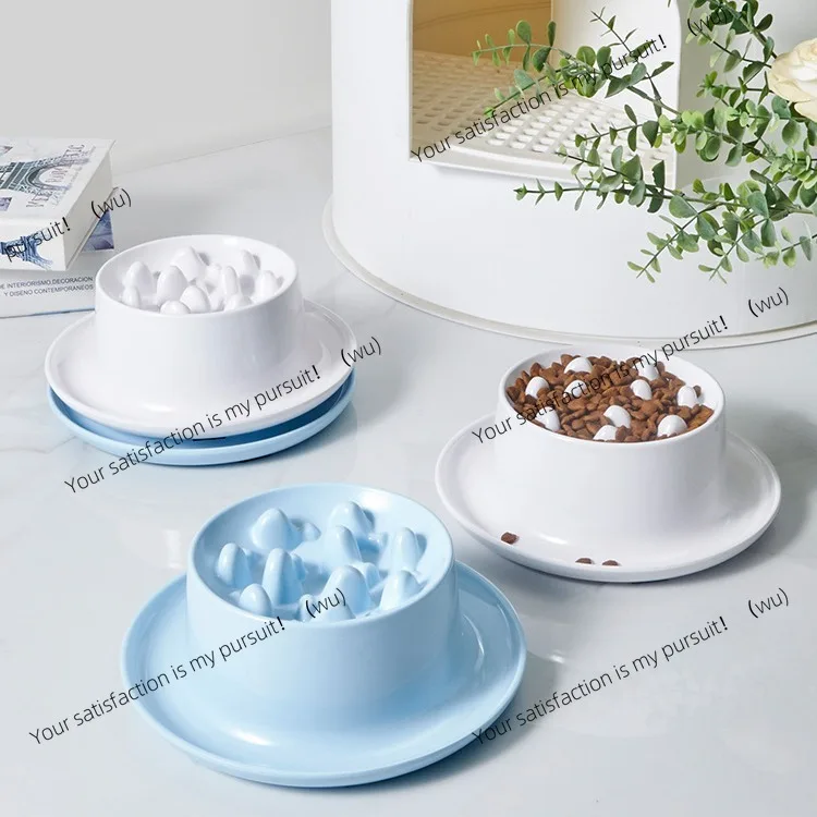Anti-knock melamina bacia de comida lenta tigela de comida lenta gato pescoço de cachorro bacia de comida para animais de estimação bacia de arroz tigela de gato