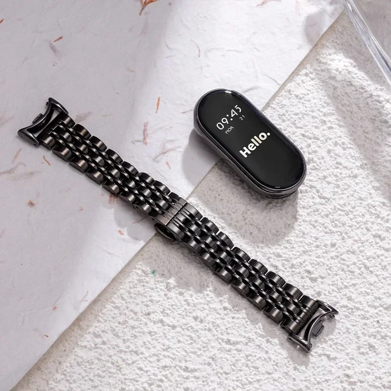 Pulseira de metal para xiaomi band 9 8, pulseira confortável de aço inoxidável para xiaomi miband 9 correa, acessórios de pulseira