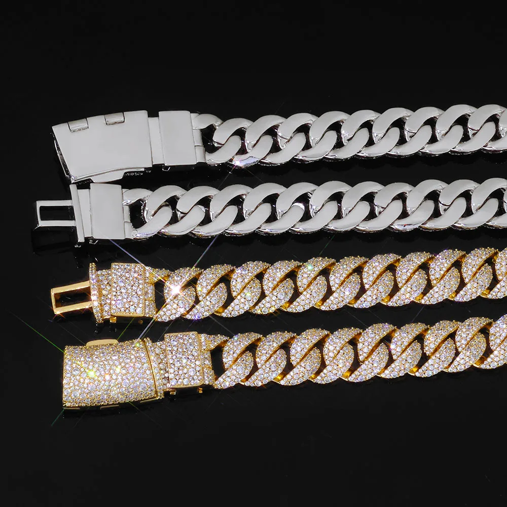 

NY Рождественское новое 14-миллиметровое 3-рядное ожерелье с кубинскими пузырьками и блестящим цирконом 5А, изысканное мужское ювелирное ожерелье в стиле хип-хоп