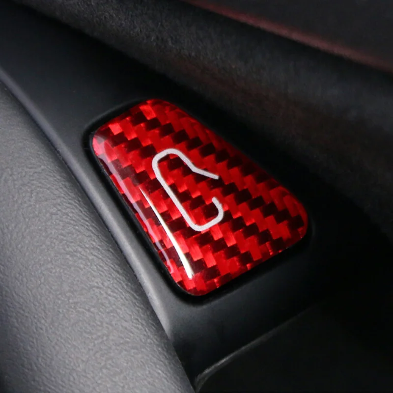 4-Pack Updated Carbon Fiber Interior Additions for Tesla Model Y/3, Switch Button Covers, Car Door Handle Interior Stickers