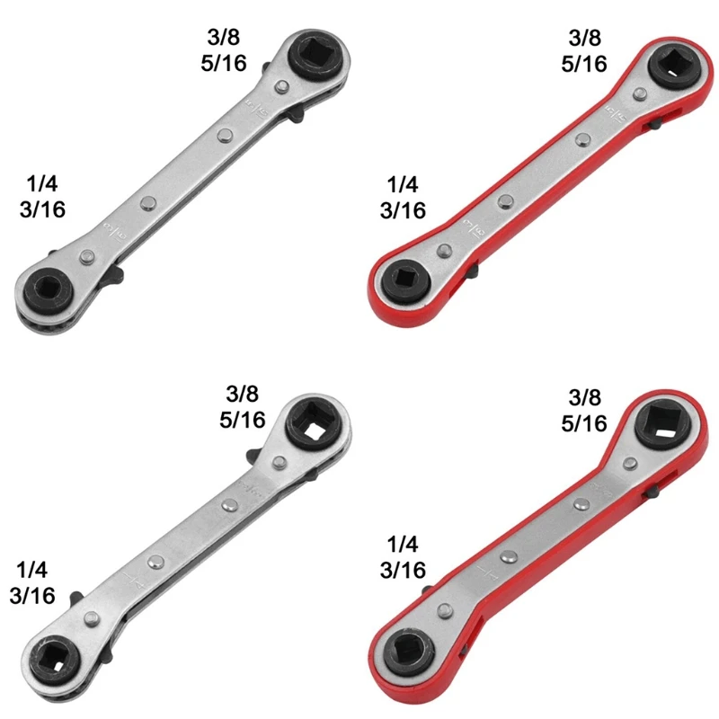 Refrigeration Tool Service Wrench 1/4 x 3/16 x 3/8 x 5/16 Ratchet Box End Air Conditioning Repair Tool