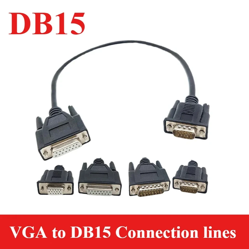 VGA Male to DB15 Female Connector Cable Serial TO Parallel Programming Wire HDB15-pin 3 Row to 2 Row PLC Control Extension Line