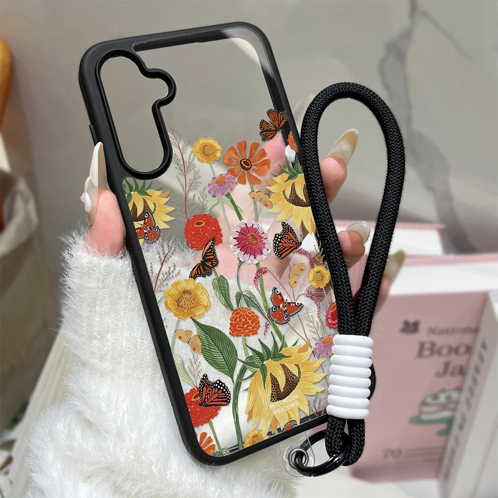 Luxury Flower Clear Phone Case For Samsung A18 A17 A16 A15 A14 A13 A57 A56 A55 A54 A08 A07 A06 A05 A25 A26 A37 A36 A35 A34 Cover