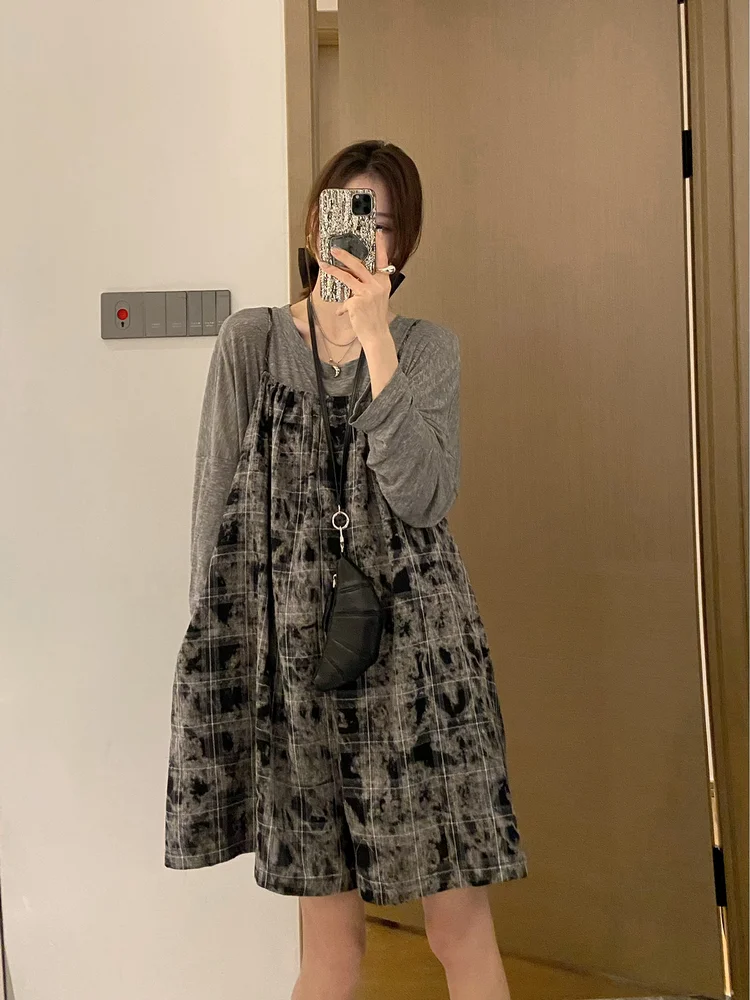 

Retro adient Loose Women's One-Piece Summer Pants High Waist Wide Leg Slimming Street Sle Cotton ort orts