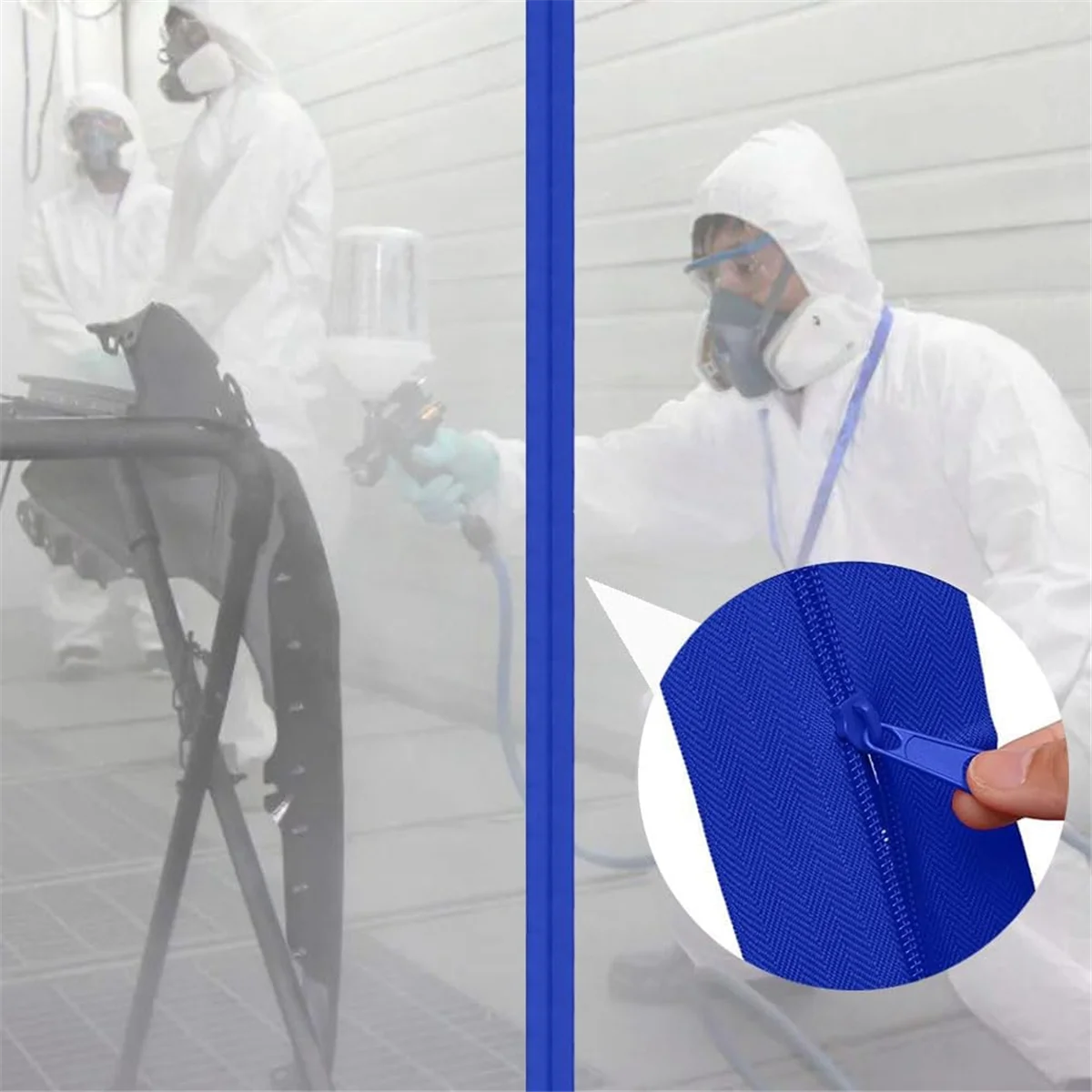 ダストバリア付きヘビーデューティージッパー、建設用ジッパー、自己接着剤、温室に使用、2ロール、3インチx7フィート