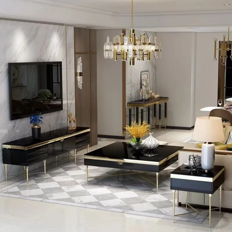 大理石のエントランス、シンプルなエンドビューのテーブル、壁に沿ったモダンなストリップ、コントロール、エントランスエントランステーブル、ライトラグジュアリースタイル