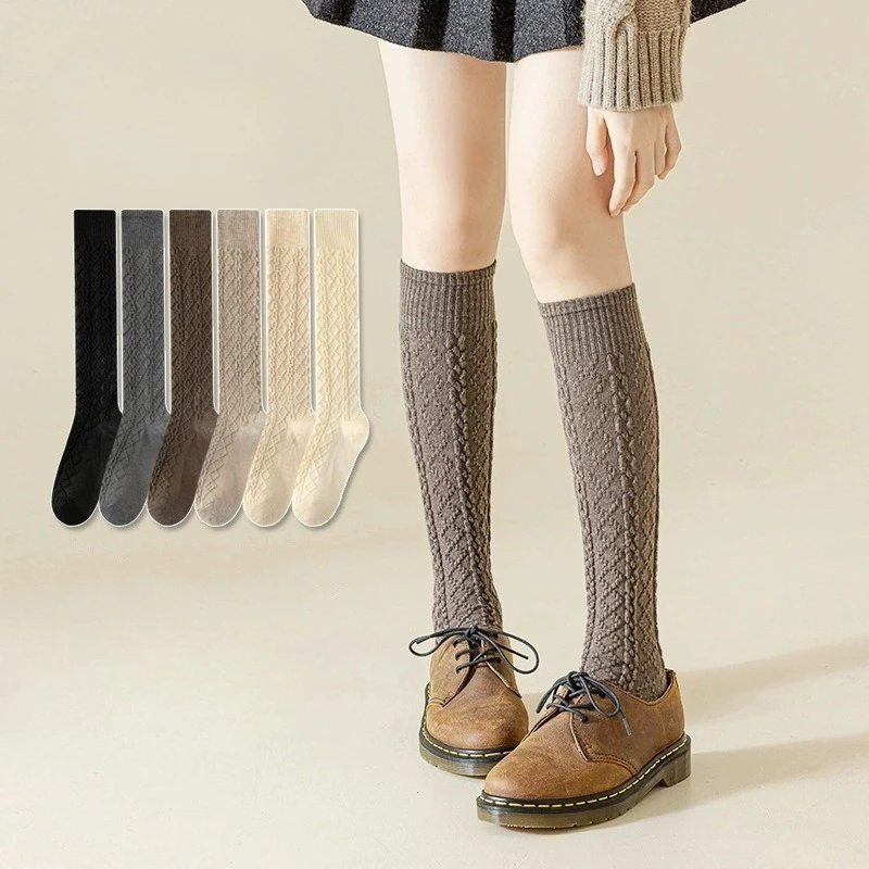 6 paia di calzini semplici e caldi al polpaccio da donna, calzini lunghi versatili alla moda, calzini alti al ginocchio comodi e casual autunno inverno