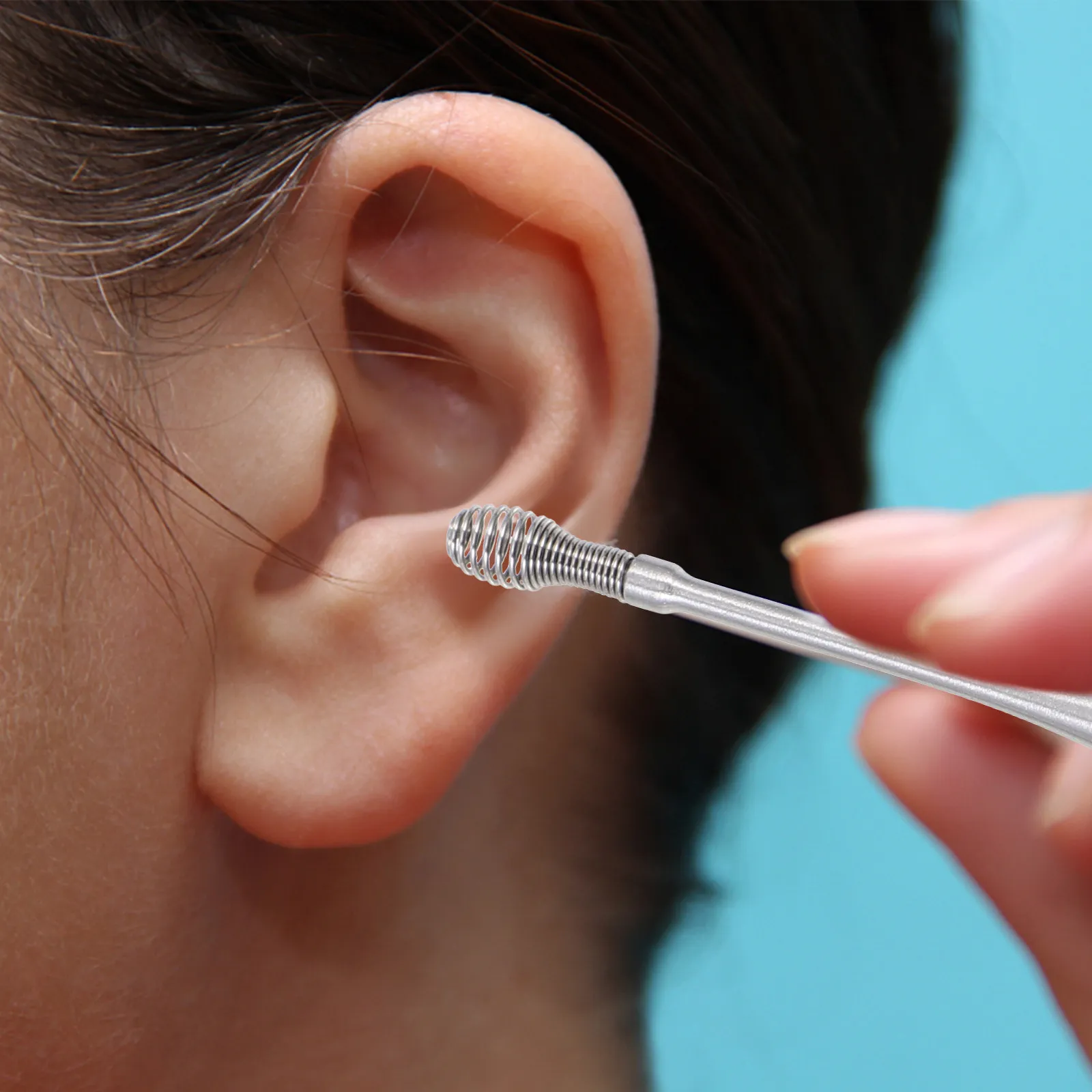 

1 Set Stainless Steel Earwax Cleaning Scoops Smooth Safe Cleaning Tools Portable Ear Wax Removal Kit Practical Ear Cleaner For