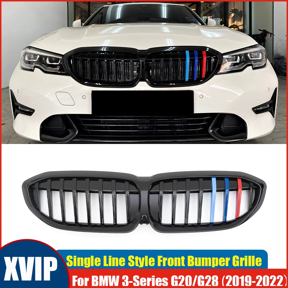 

XVIP Single Line Style Glos M-Color Kidney Grille Front Bumper Grille For BMW 3-Series G20 G28 2019-22 330i M340i Radiator Grill