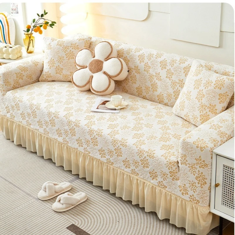 

Однотонный жаккардовый чехол для дивана, эластичный, моющийся, для 1/2/3/4/5-местных диванов, защита для гостиной