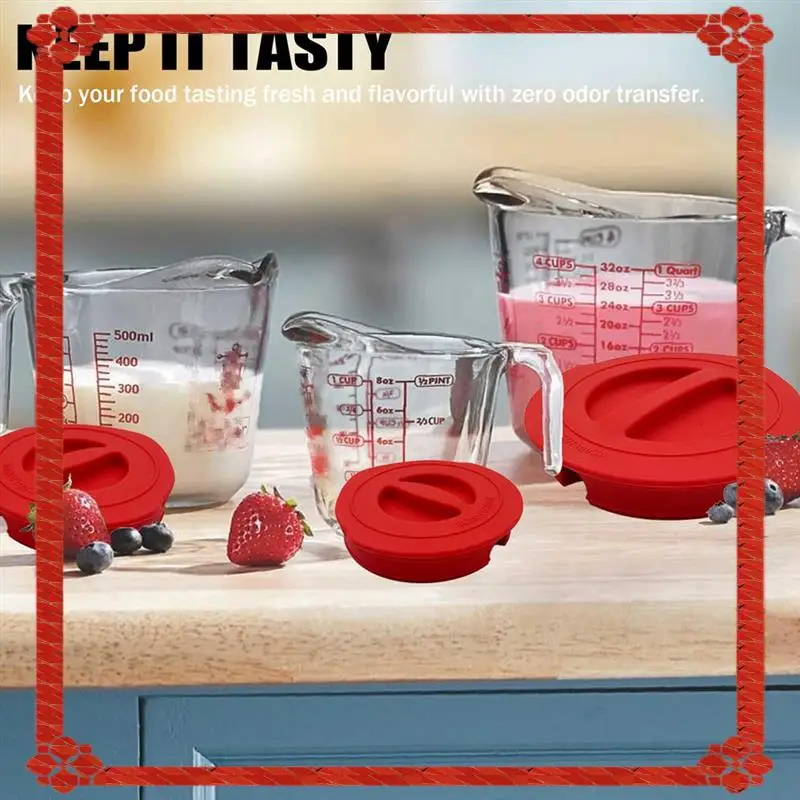 

24-часовая доставка, 3 шт., многоразовые сменные силиконовые крышки, подходят для Acnhor Hocking, 1 чашка, 2 чашки и 4 чашки, стеклянный мерный стакан для жидкости