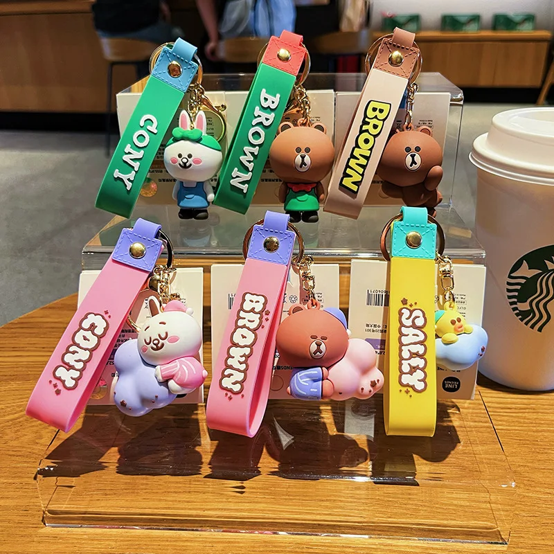 Çizgi arkadaşlar kahverengi ayı Sally Sally sevimli karikatür katip anahtarlık Kawaii oyuncak sırt çantası kolye güzel çevre Schoolbag dekorasyon