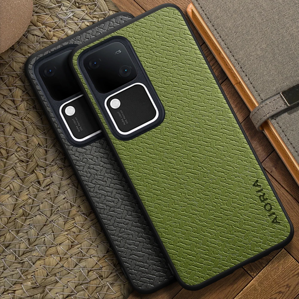 Coque pour Vivo V30 Pro V40 Pro V30E V27 Pro V29 V29e V50 Lite V60 Lite V70 FE, motif tissé en bambou, design simple pour téléphone