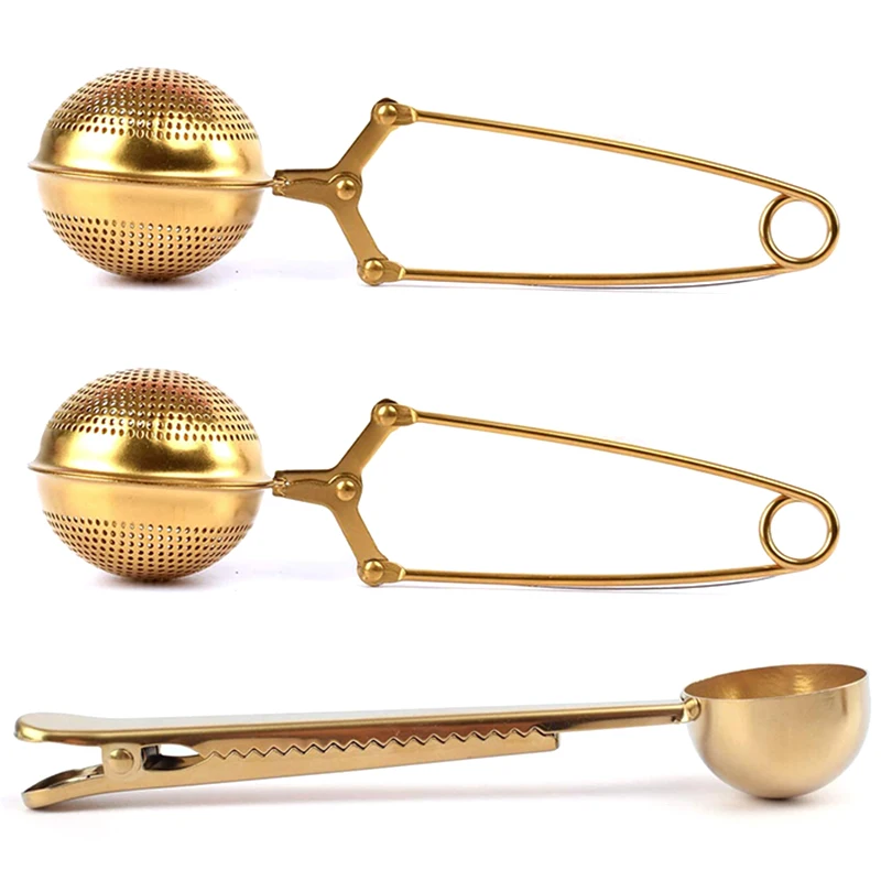 Set Of 2 Tea Infusers & 1 Tea Spoon - Strainer Filter Ball With Perfect Multifunctional Serve Scoop To Brew Loose Leaf