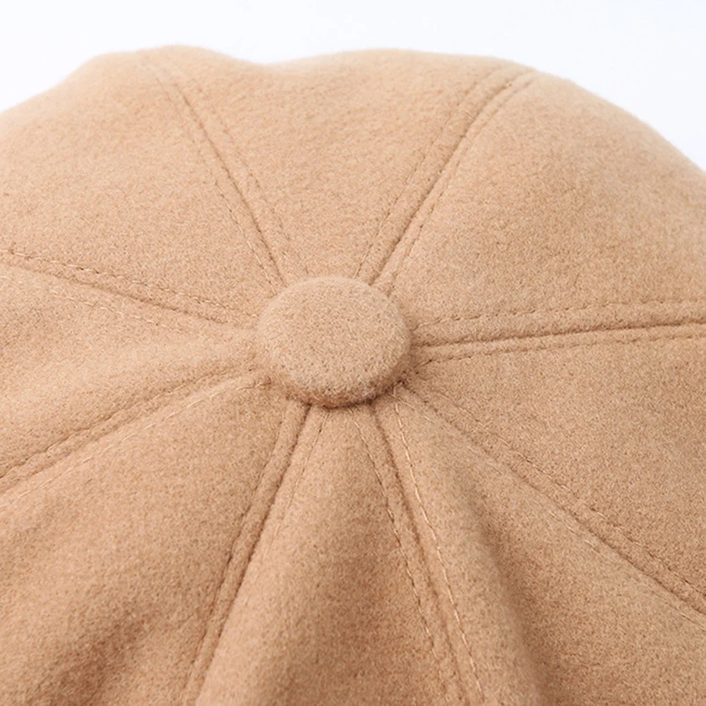 

1Pcs Woolen Beret Octagonal Design Warm Cozy Fashionable Peaked Hat for All Outfits Khaki Winter Beret Peaked Cap