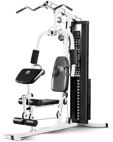 Marcy Home Gym Workout Station, Full Body Exercise and Training Equipment with Preacher Curl Pad, Lat Pulldown, Leg Developer &