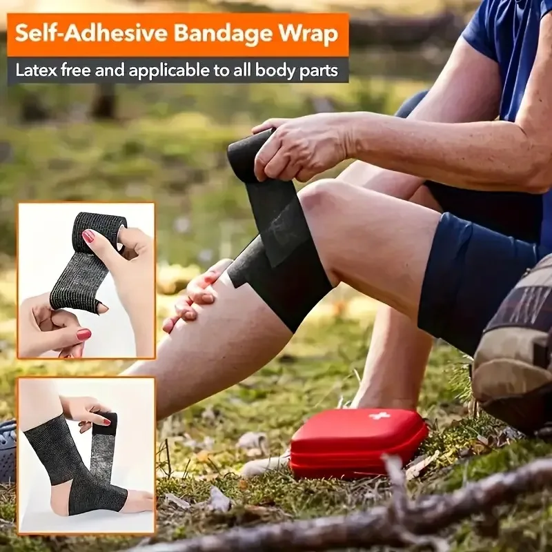 6/12/24 Rolls Elastic Self Adhesive Bandage Wrap Breathable Flexible Fabric Non Woven Cohesive Bandage Medical First Aid Tape image 3