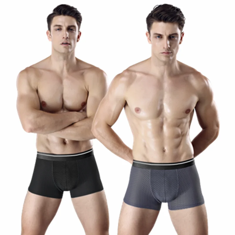 YOUNAXIN 20 Pieces/Lot Big Size Men Underwear Boxers Shorts Ice Silk Mesh Undies Underpants Wholesale L XL 2XL 3XL 4XL 5XL