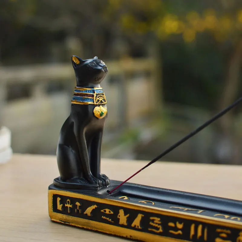 Ancient Egyptian Cat God Incense Burner Bastet  Anubis Ornaments Indoor Household Decorations