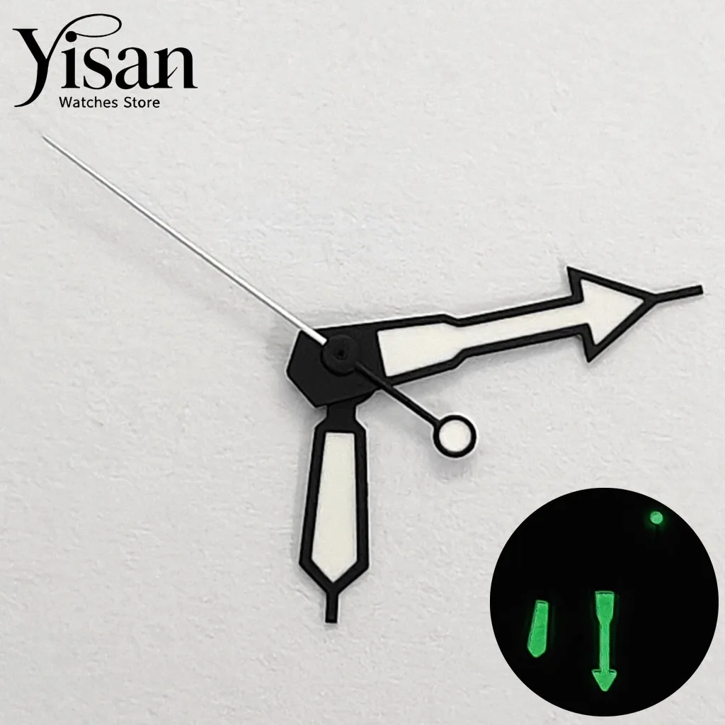 Yisan Black Arrow Uhrzeiger-Set, grün leuchtend, für NH35 NH36 Miyota 8215 821A ETA2824 DG3804 Uhren-Mod-Teile