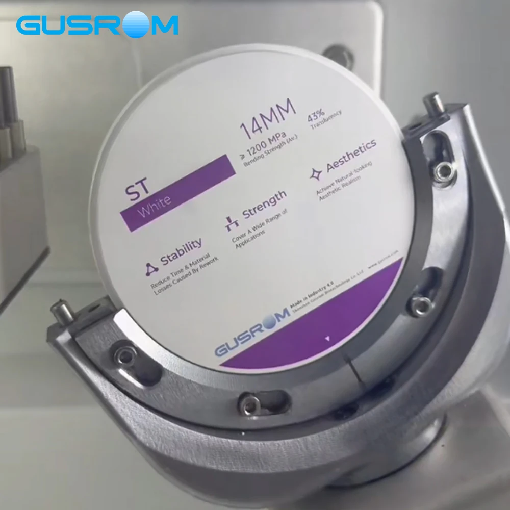 

GUSROM ST White Zirconia Block for Internal Staining 98mm CAD/CAM Disc Dental Lab High Strength Zirconia Disc for Crown Bridge