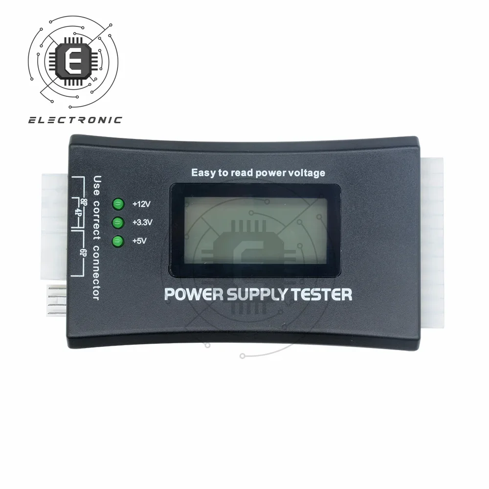 Multi-Function PSU Tester with LCD Screen - 20/24-Pin ATX, BTX, ITX, SATA HDD Power Supply & Power Bank Diagnostic Tool
