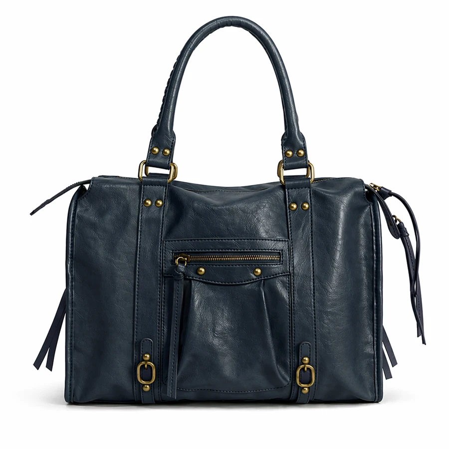 Fashion Large Capacity Tote Bag Designer Women Handbags Luxury Vintage Soft Pu Leather Shoulder Bags Trend Motorcycle City Bag