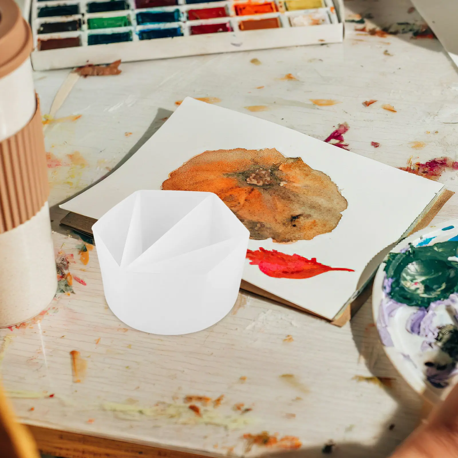 3Pcs Silicone Split Cups for Paint Pouring Fluid Art Resin Mixing Divided Cups Reusable Flexible Ergonomic Pouring Art Supplies