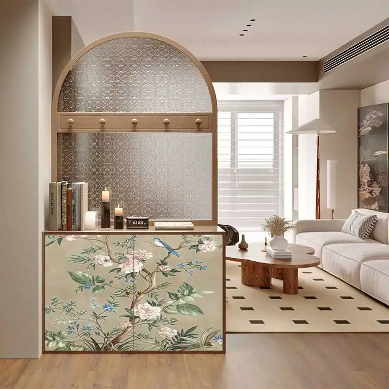 

French screen partition shoe cabinet enters the door, entrance office villa enters the home solid wood hanger