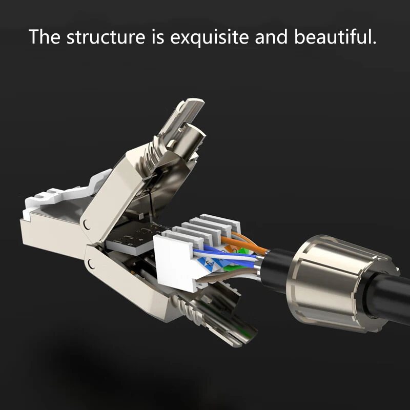 1Pc RJ45 Cat7 Connectors Tool-Free Reusable Shielded Ethernet Termination Field Modular Plugs 2000MHz 40Gbps LAN Cable 22-26AWG