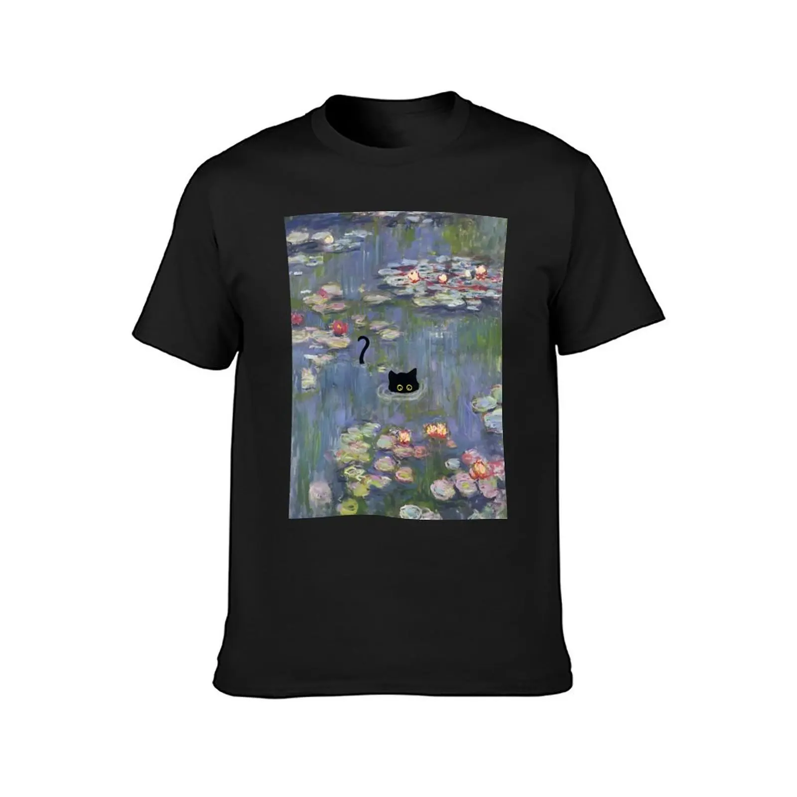 Cat Monet Waterlily T-Shirt anime clothes blanks men workout shirt