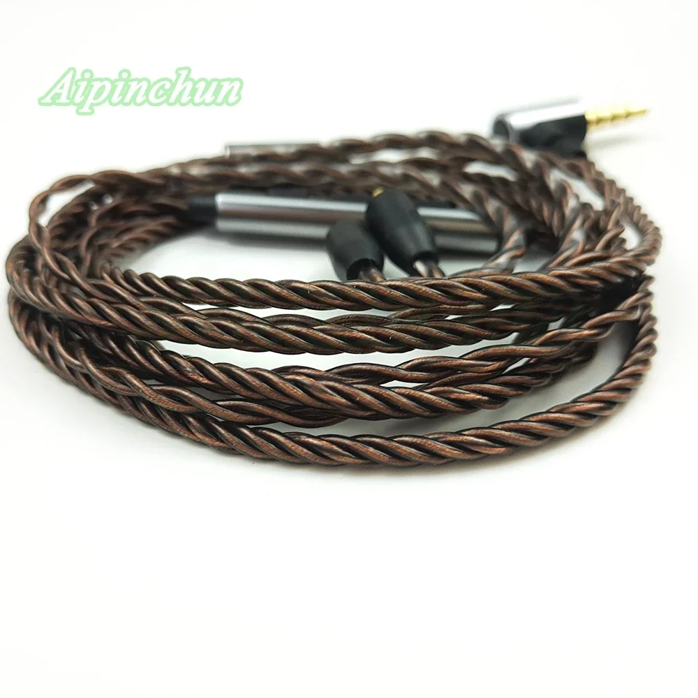 Aipinchun MMCX 헤드폰 케이블 마이크 볼륨 컨트롤러 교체, 슈어 SE215, SE315, SE425, SE535, SE846, 3.5mm L 벤딩 잭